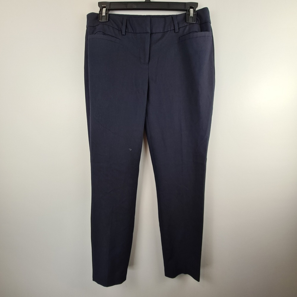 Ellane Rose Womens Navy Blue Slim Straight Leg Dress Pants Trousers Size 4